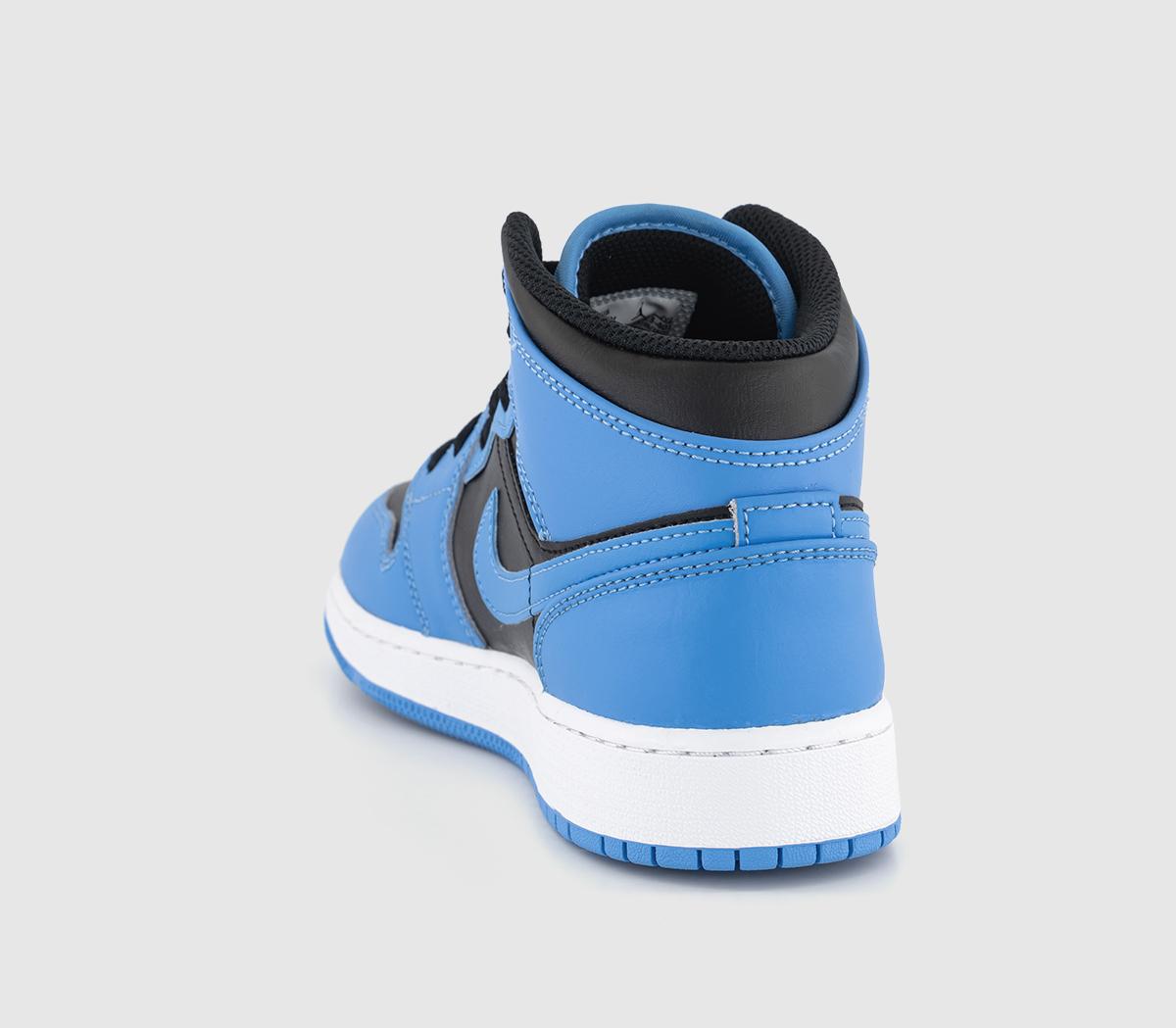 Jordan Jordan 1 Mid Junior Trainers University Blue Black White - Women ...