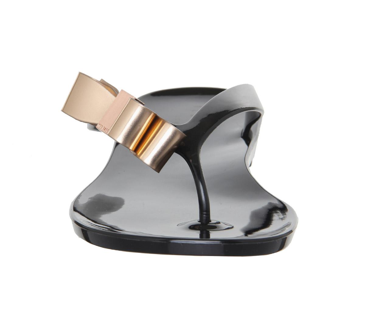 Ted Baker Suszie Flip Flops Black Rose Gold Women’s Sandals