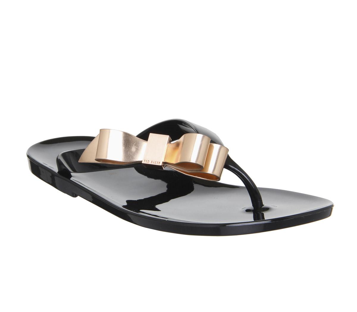 Ted Baker Suszie Flip Flops Black Rose Gold Women’s Sandals