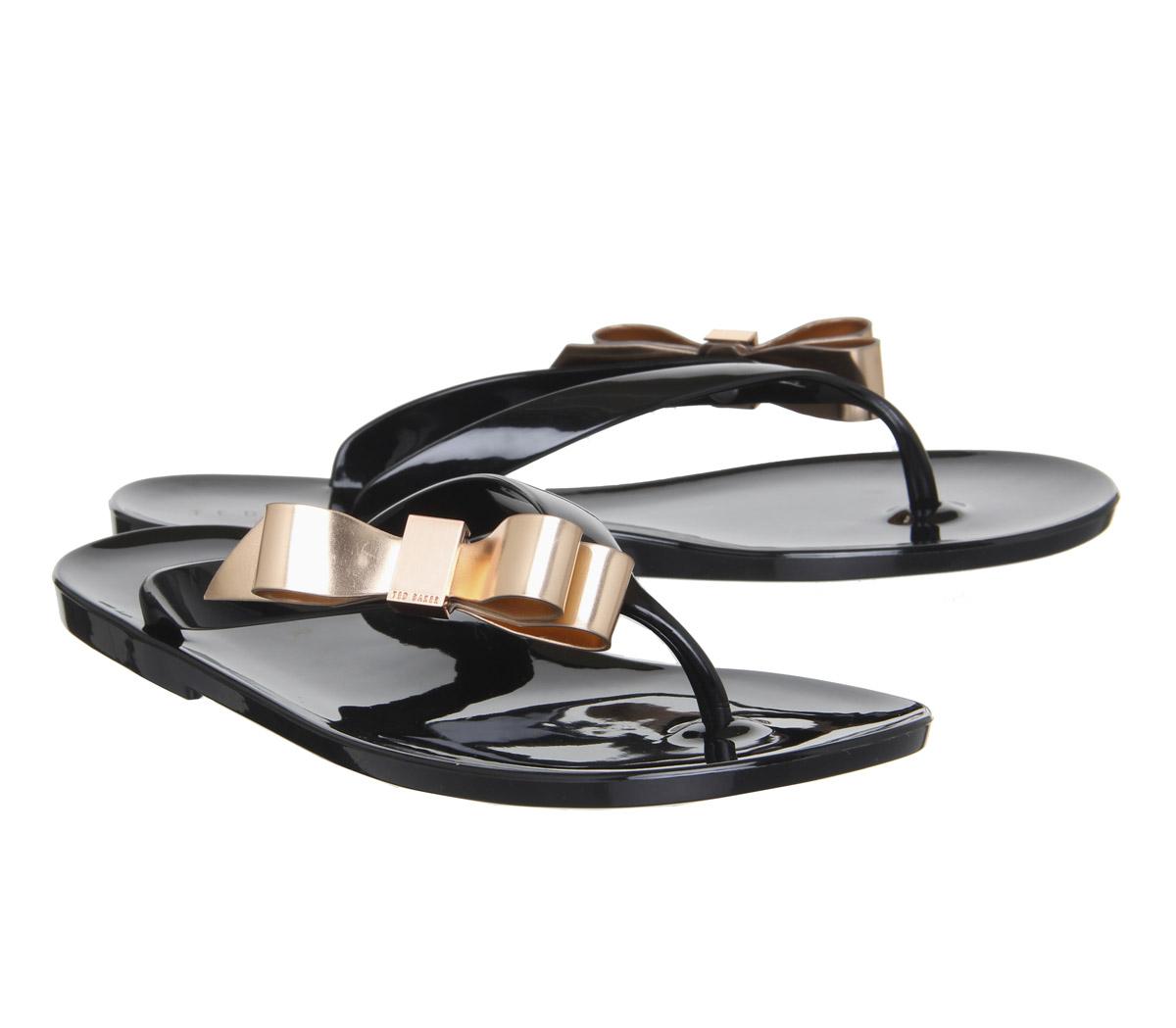 Ted Baker Suszie Flip Flops Black Rose Gold - Women’s Sandals