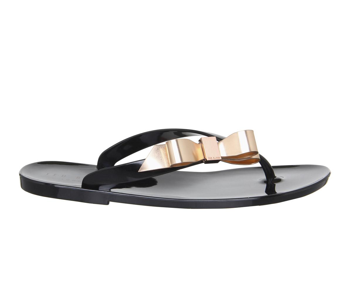 Ted Baker Suszie Flip Flops Black Rose Gold Women’s Sandals
