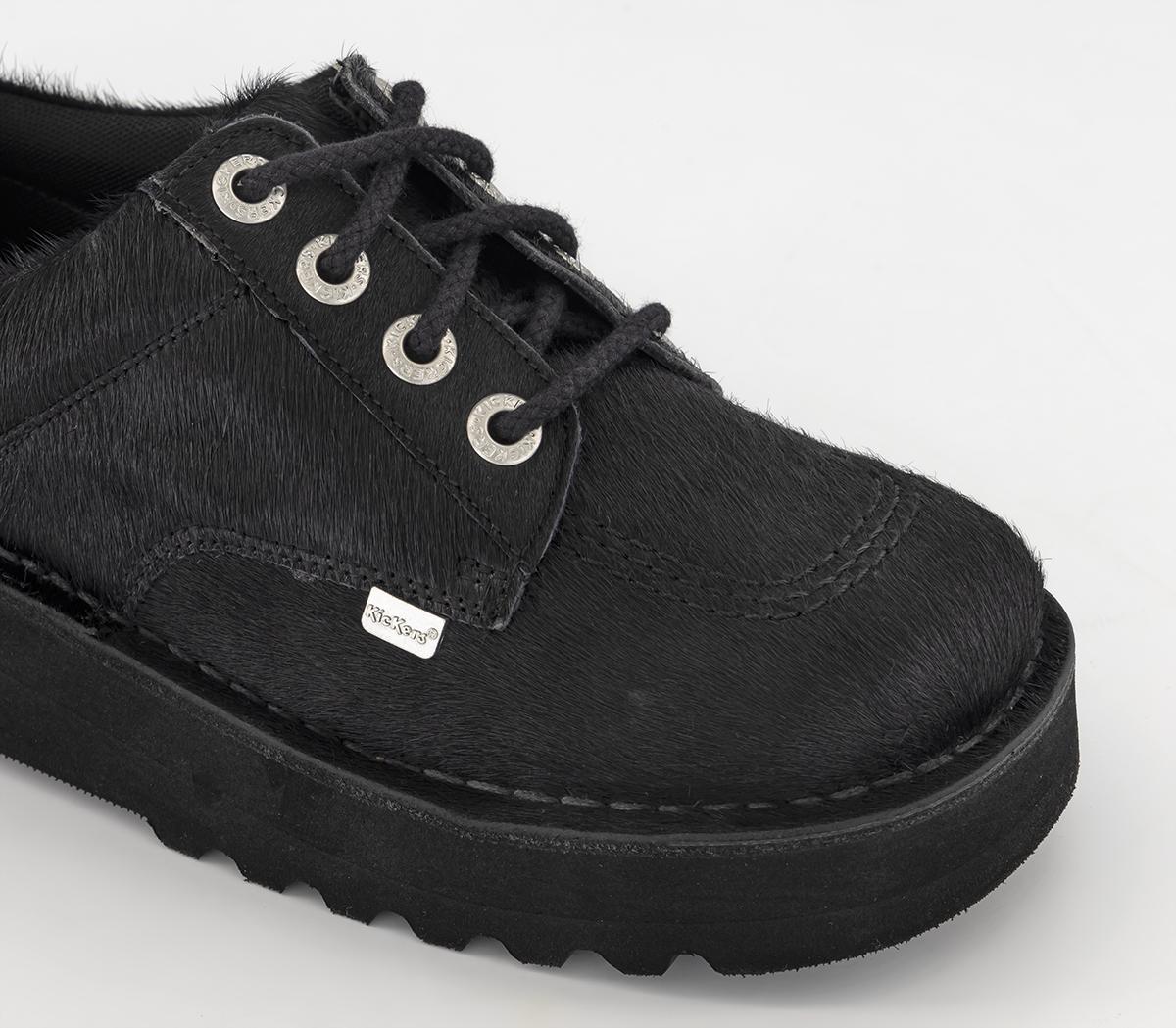 Kickers Stack Up Kickers Kick Lo Stack Shoes Black Pony Hair - Flat Shoes for Women
