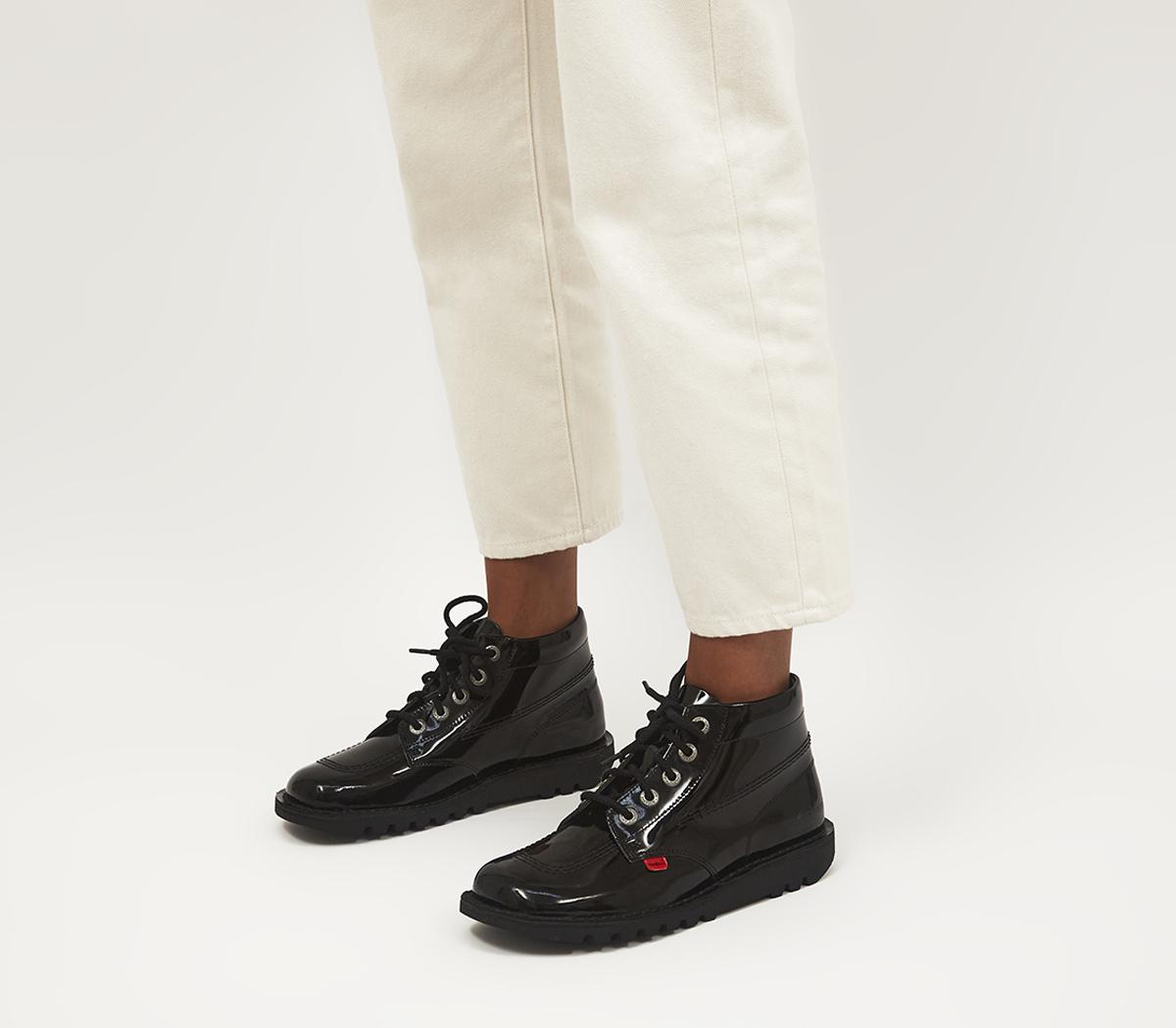 Kruiden verbinding verbroken Ontoegankelijk Kickers Kick Hi Boots Black Patent - Flat Shoes for Women