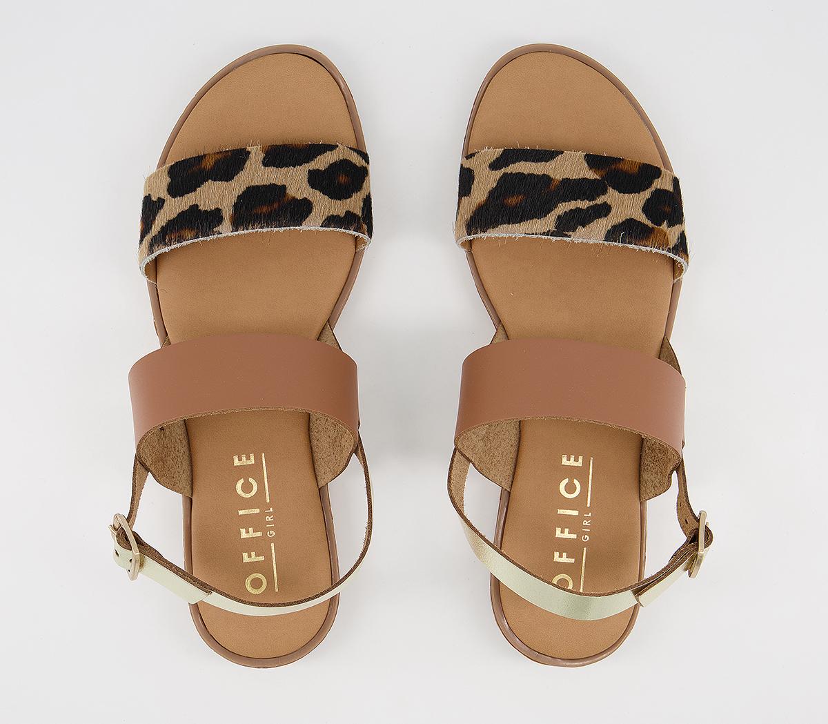 OFFICE Sense Cork Sole Sandals Tan Leopard Gold Mix Women’s Sandals
