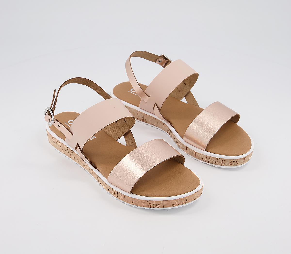 OFFICE Sense Cork Sole Sandals Rose Gold Mix Women’s Sandals