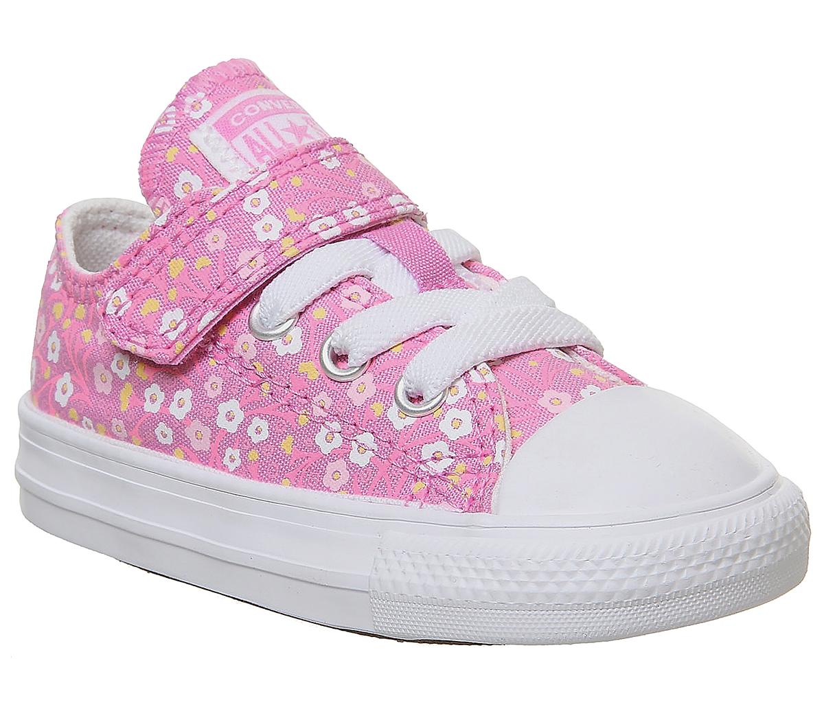 ConverseAll Star Low 1vlace TrainersPeony Pink Topaz Gold White Floral