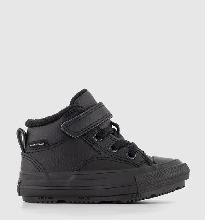 Black leather cheap converse school shoes