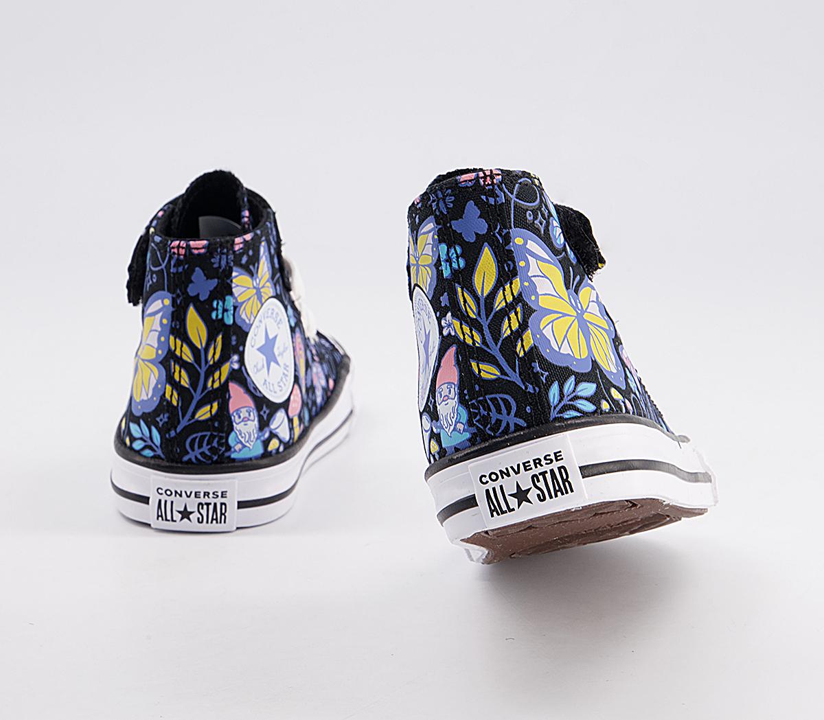 Converse All Star Hi 1vlace Trainers Converse All Star Hi 1vlace Trainers Black Bleacher Cyan Pink Gaze Butterfly