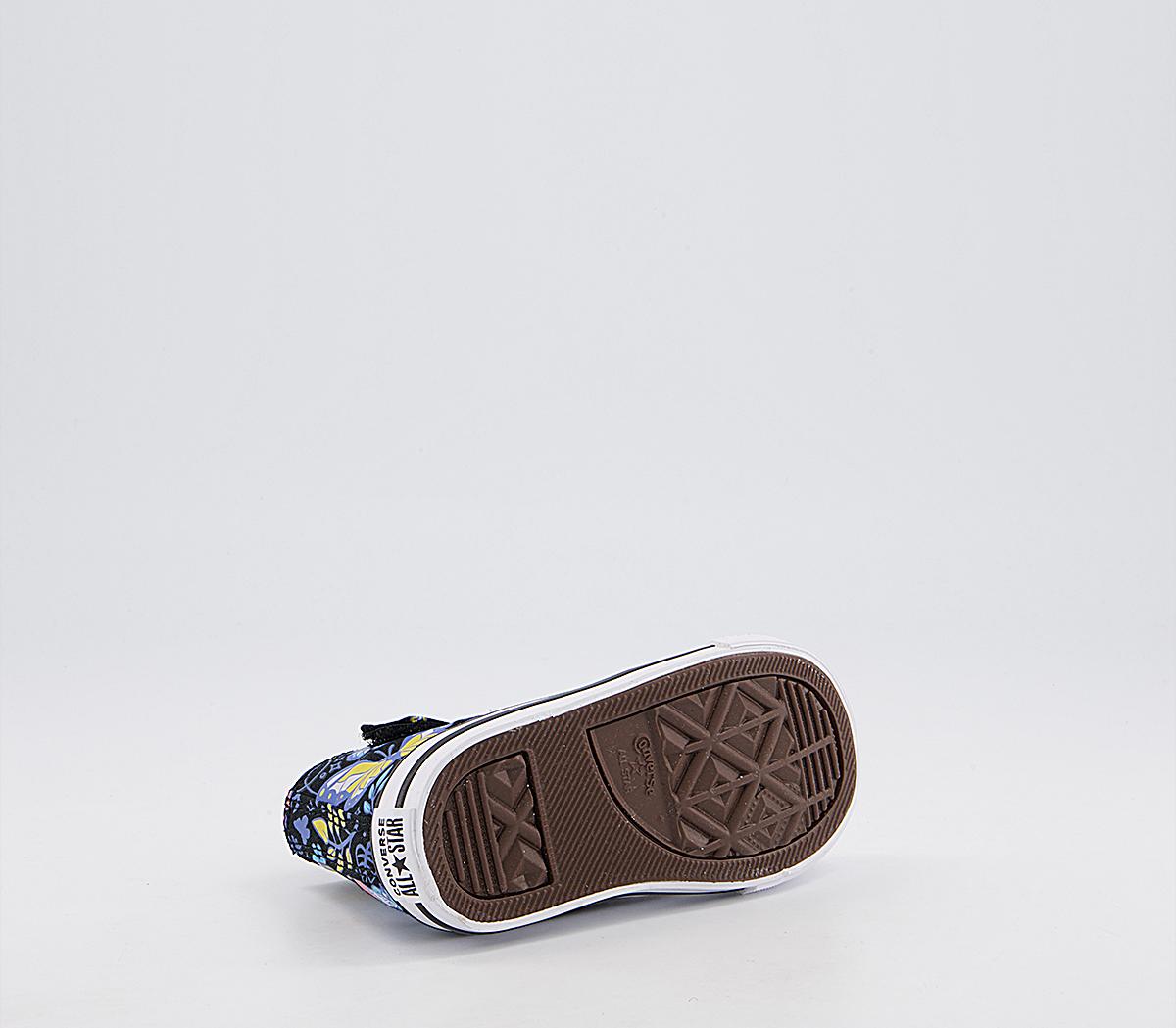 Converse All Star Hi 1vlace Trainers Converse All Star Hi 1vlace Trainers Black Bleacher Cyan Pink Gaze Butterfly