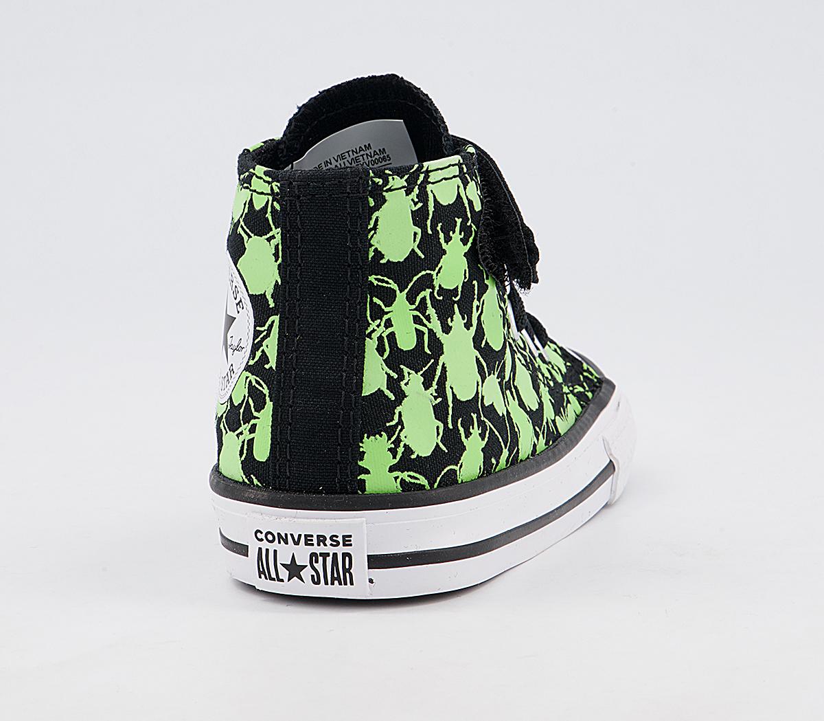 Converse All Star Hi 1vlace Trainers Converse All Star Hi 1vlace Trainers Black Ceramic Green White Glow Bug