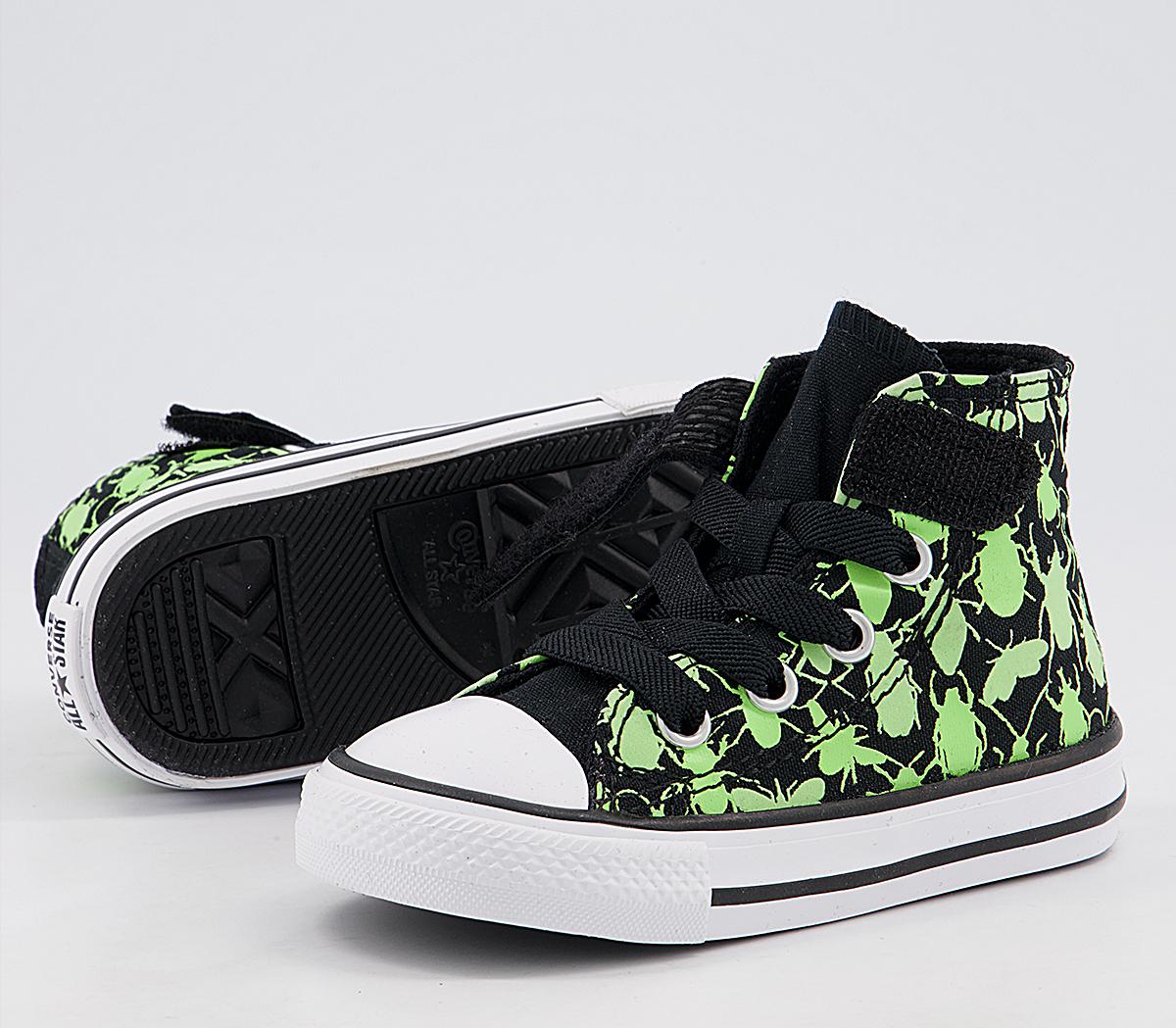 Converse All Star Hi 1vlace Trainers Converse All Star Hi 1vlace Trainers Black Ceramic Green White Glow Bug