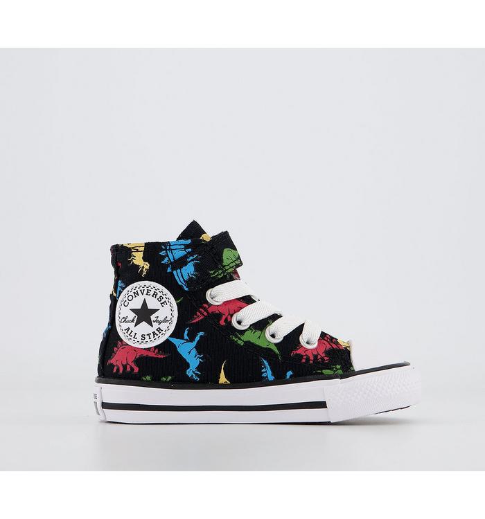 converse all star hi 1vlace trainers dinosaurs black red baltic blue white