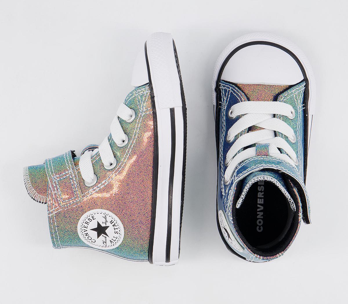 Converse All Star Hi 1vlace Trainers Converse All Star Hi 1vlace Trainers White Black White Iridescent Glitter