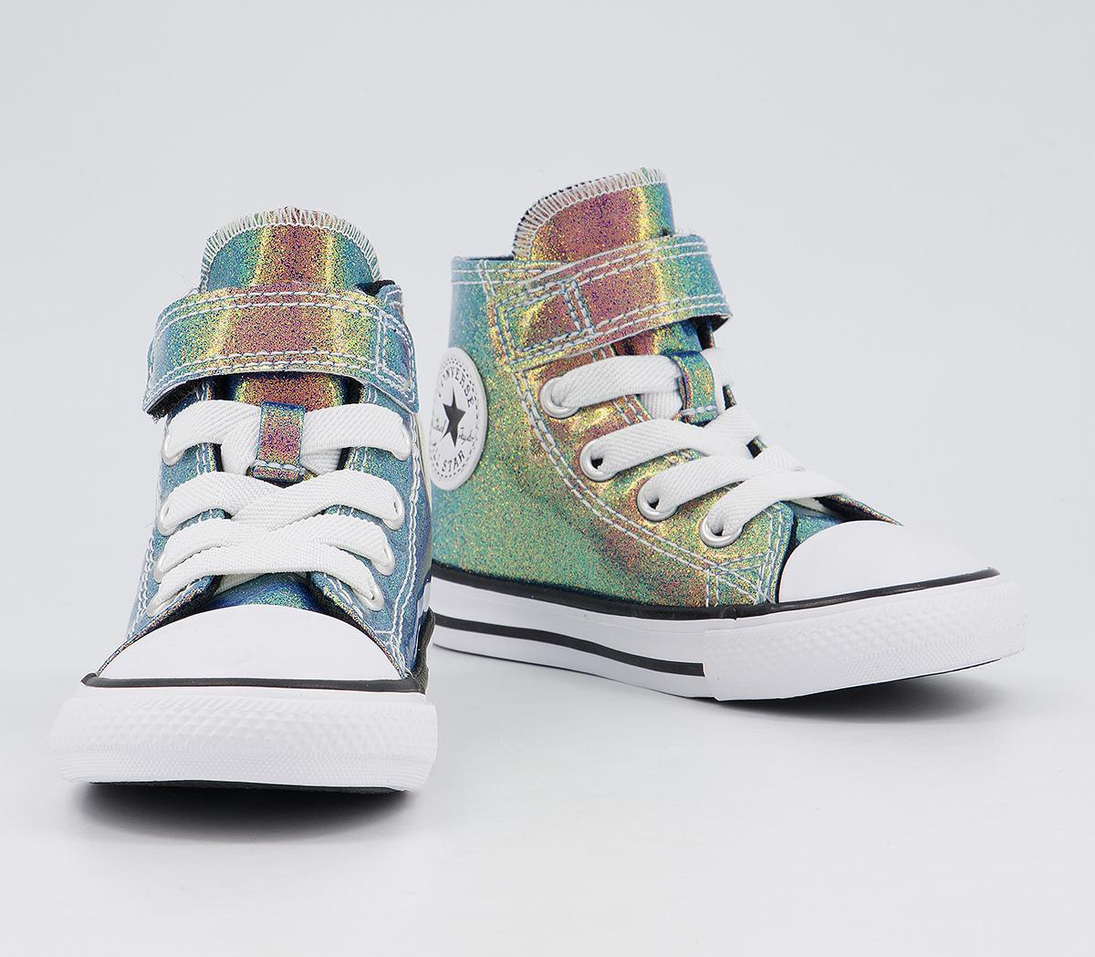 Converse All Star Hi 1vlace Trainers Converse All Star Hi 1vlace Trainers White Black White Iridescent Glitter