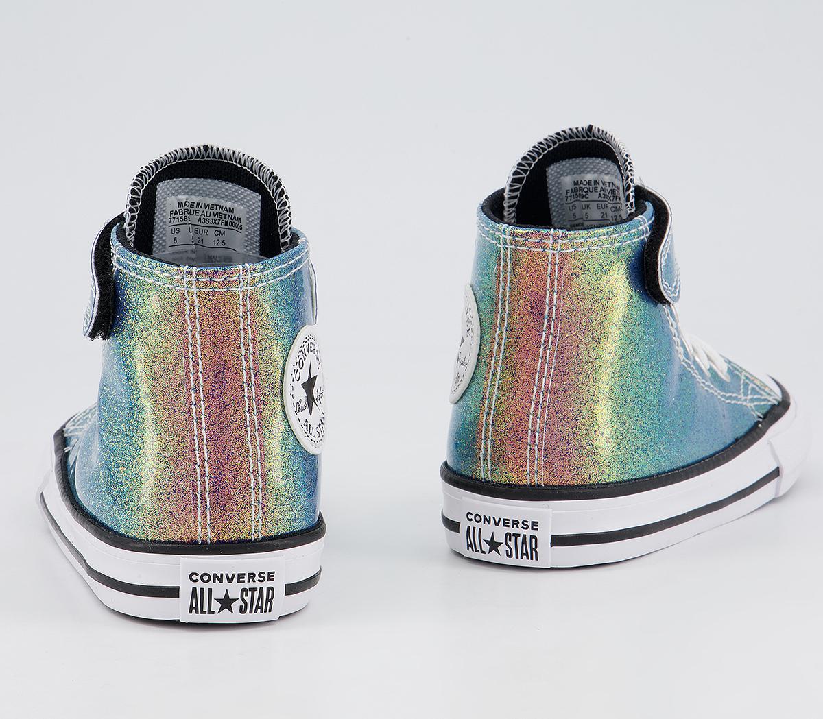 Converse All Star Hi 1vlace Trainers Converse All Star Hi 1vlace Trainers White Black White Iridescent Glitter