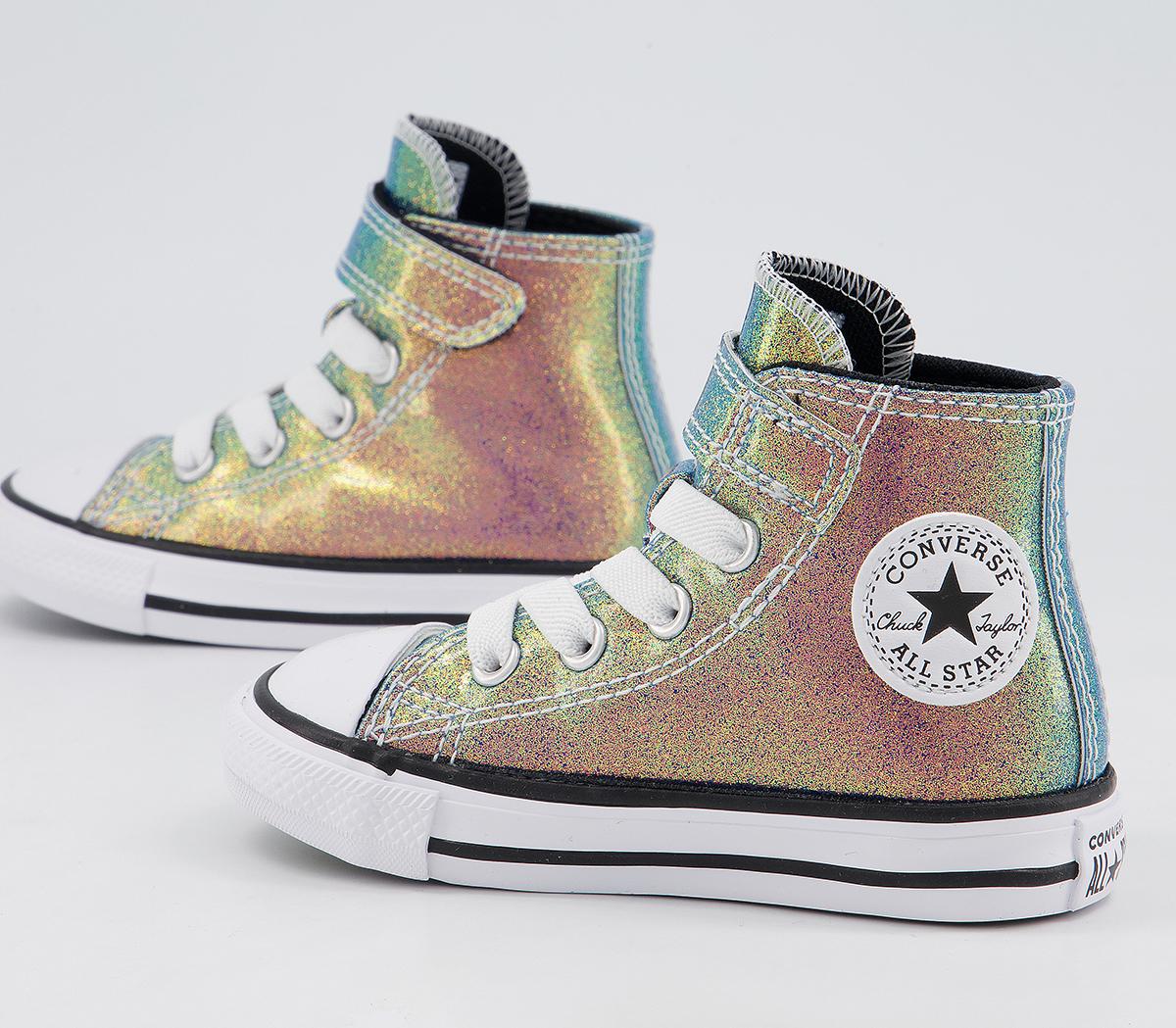 Converse All Star Hi 1vlace Trainers Converse All Star Hi 1vlace Trainers White Black White Iridescent Glitter