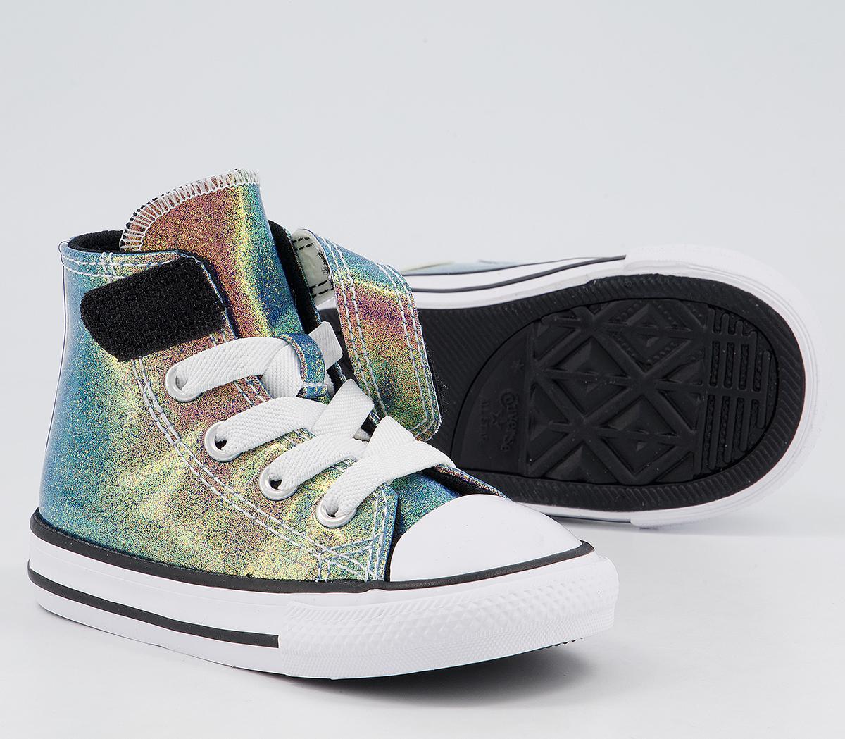 Converse All Star Hi 1vlace Trainers Converse All Star Hi 1vlace Trainers White Black White Iridescent Glitter
