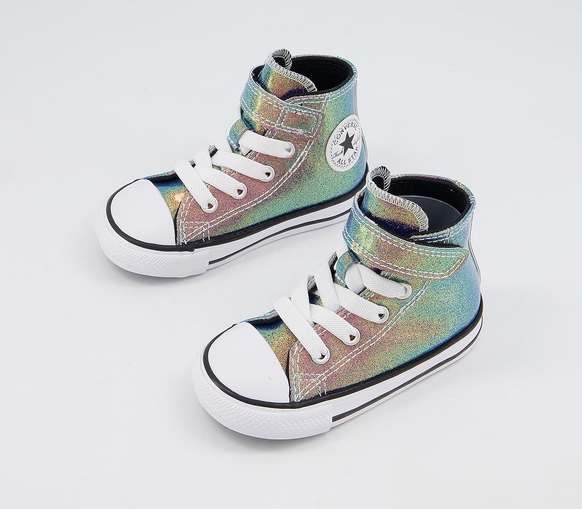 Converse All Star Hi 1vlace Trainers Converse All Star Hi 1vlace Trainers White Black White Iridescent Glitter