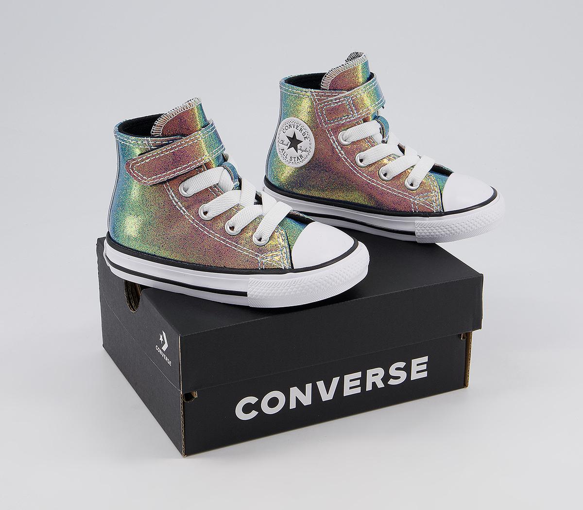 Converse All Star Hi 1vlace Trainers Converse All Star Hi 1vlace Trainers White Black White Iridescent Glitter