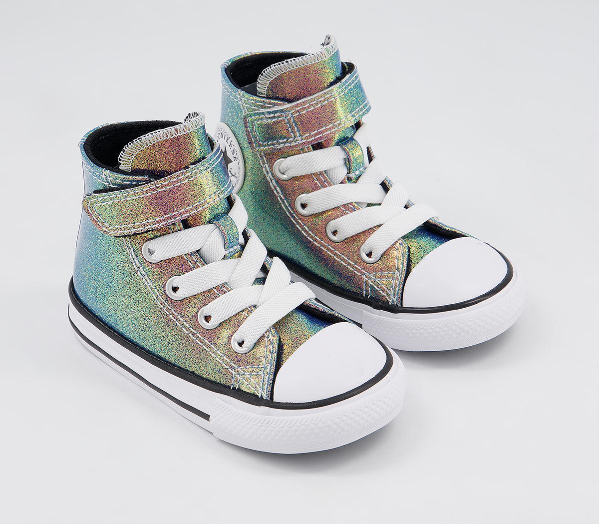 Converse All Star Hi 1vlace Trainers Converse All Star Hi 1vlace Trainers White Black White Iridescent Glitter