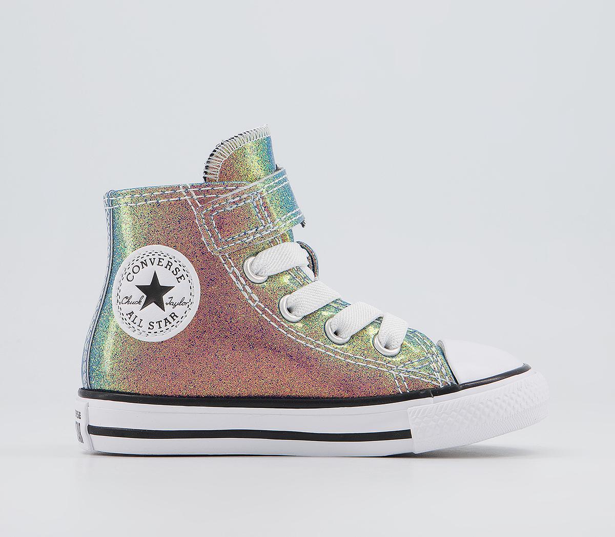 Converse All Star Hi 1vlace Trainers Converse All Star Hi 1vlace Trainers White Black White Iridescent Glitter