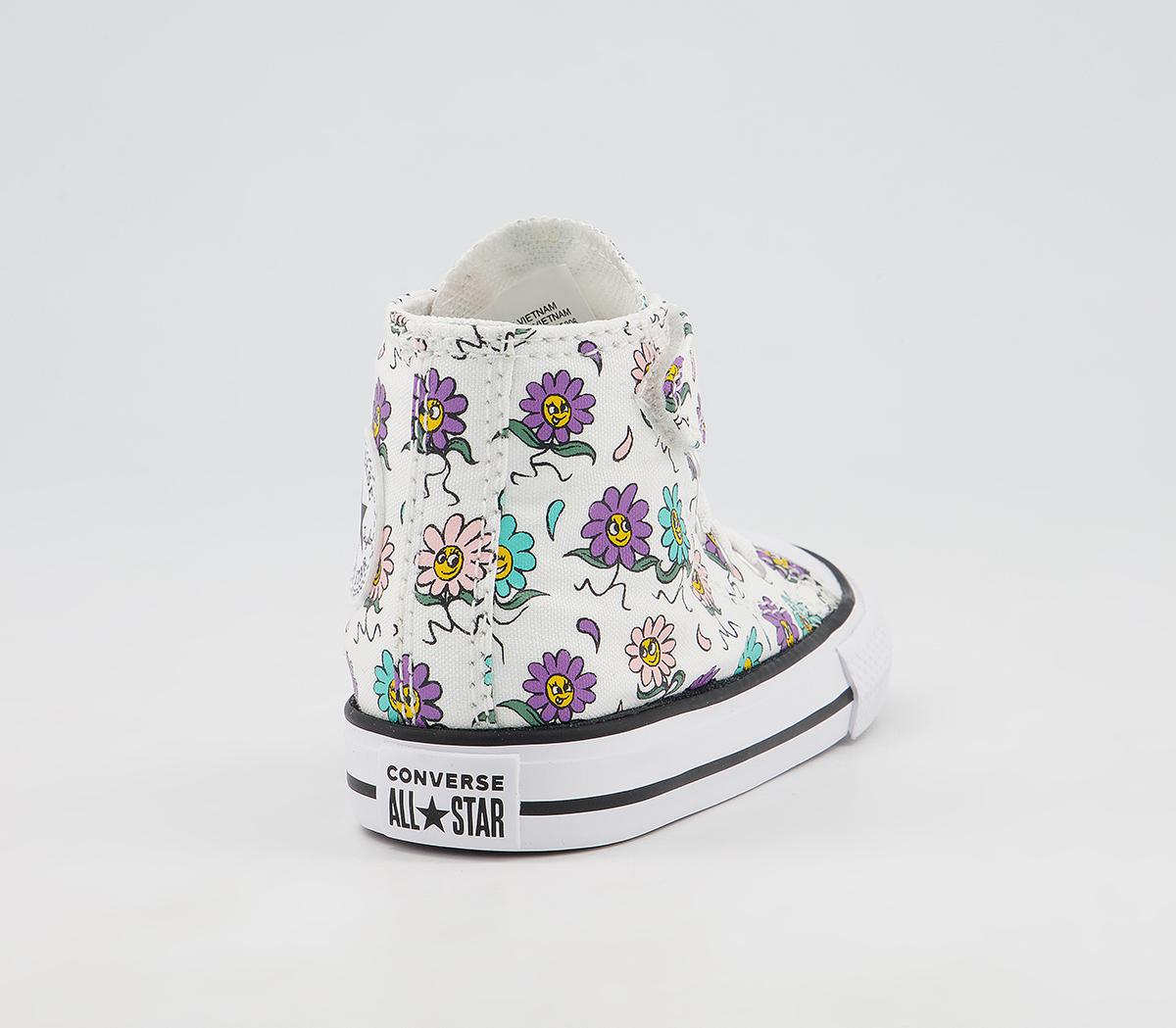Converse All Star Hi 1vlace Trainers Converse All Star Hi 1vlace Trainers White Pixel Purple Friendly Floral