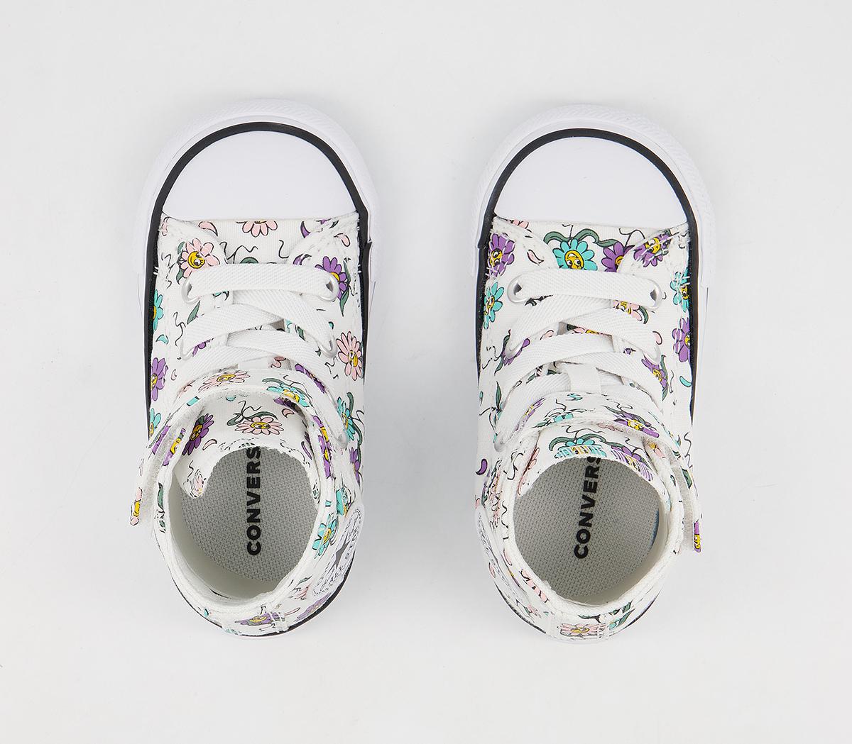 Converse All Star Hi 1vlace Trainers Converse All Star Hi 1vlace Trainers White Pixel Purple Friendly Floral