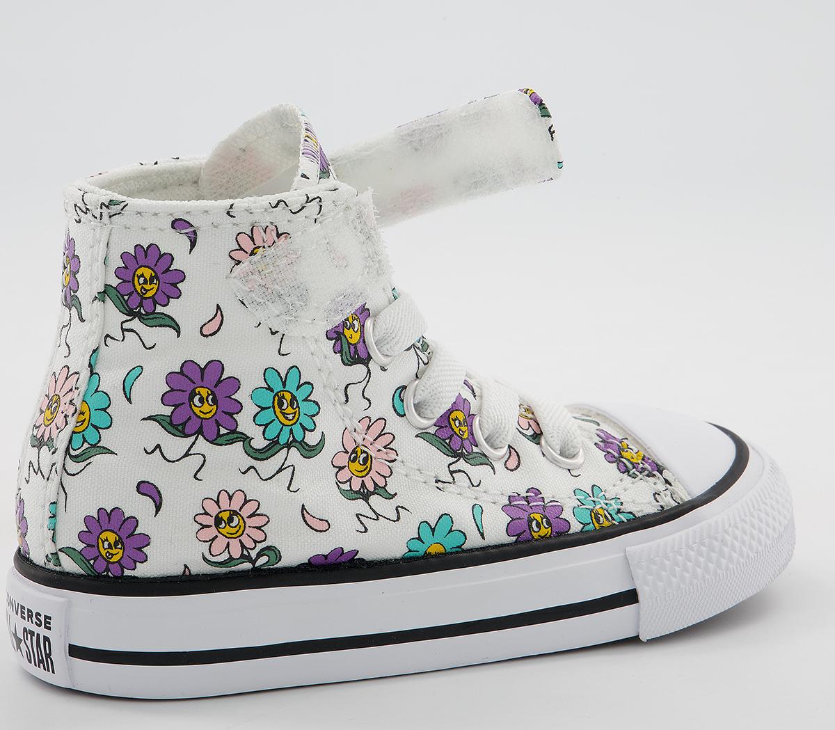 Converse All Star Hi 1vlace Trainers Converse All Star Hi 1vlace Trainers White Pixel Purple Friendly Floral