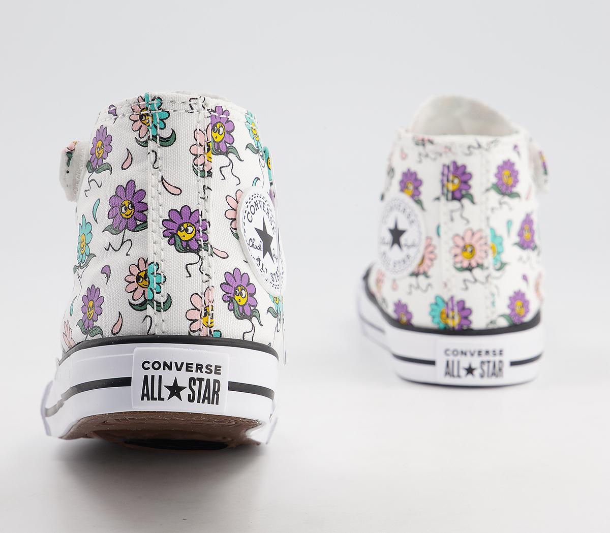 Converse All Star Hi 1vlace Trainers Converse All Star Hi 1vlace Trainers White Pixel Purple Friendly Floral
