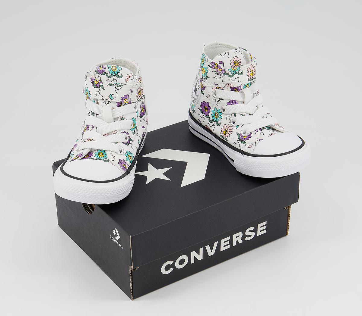 Converse All Star Hi 1vlace Trainers Converse All Star Hi 1vlace Trainers White Pixel Purple Friendly Floral
