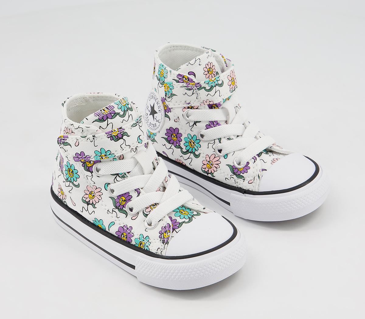 Converse All Star Hi 1vlace Trainers Converse All Star Hi 1vlace Trainers White Pixel Purple Friendly Floral