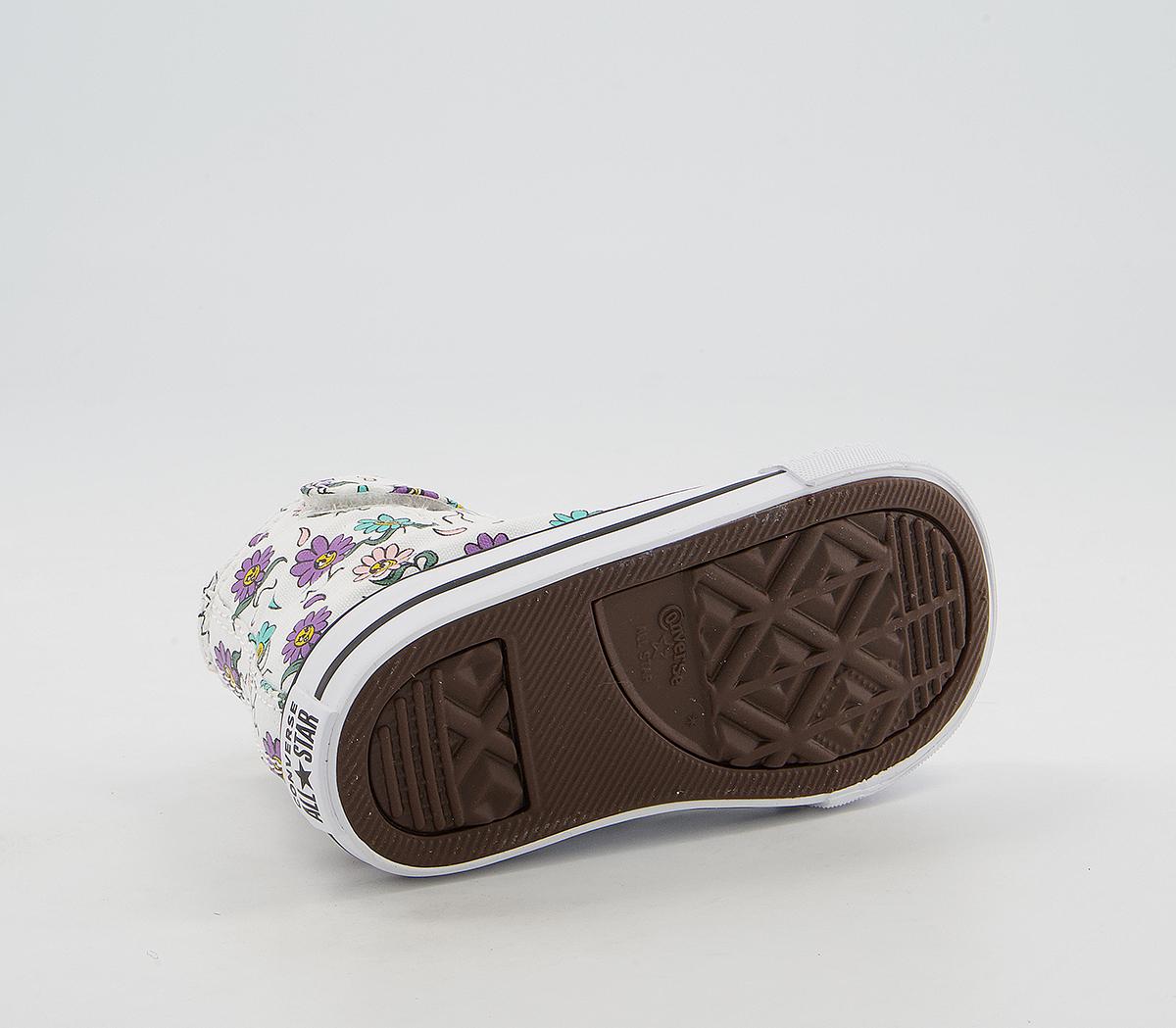 Converse All Star Hi 1vlace Trainers Converse All Star Hi 1vlace Trainers White Pixel Purple Friendly Floral