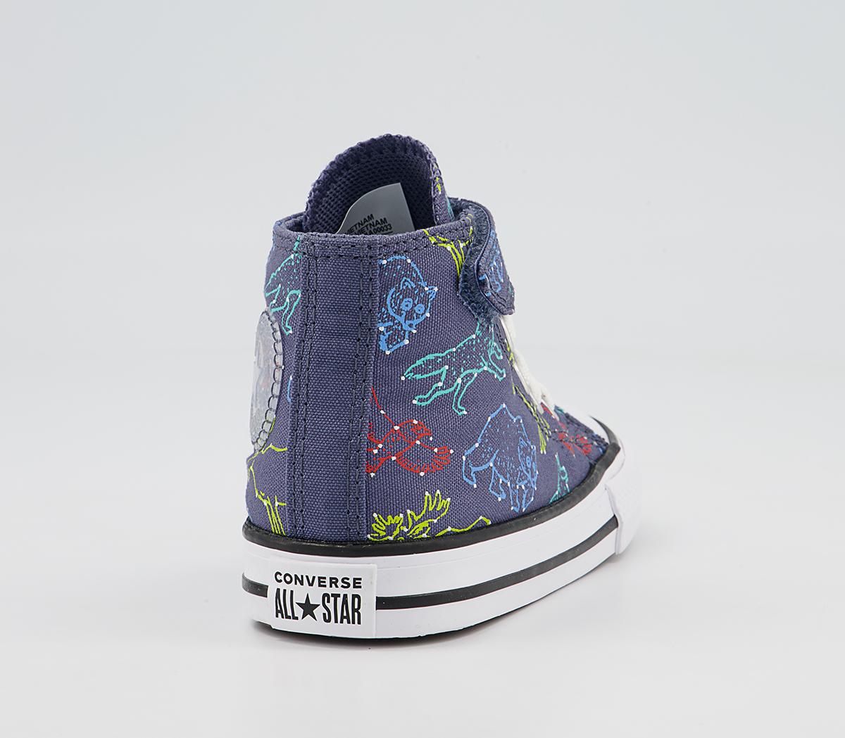 Converse All Star Hi 1vlace Trainers Converse All Star Hi 1vlace Trainers Steel White Animals Constellation