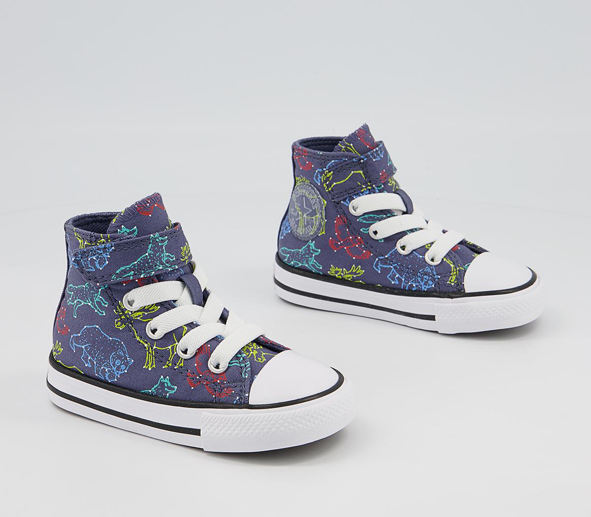 Converse All Star Hi 1vlace Trainers Converse All Star Hi 1vlace Trainers Steel White Animals Constellation