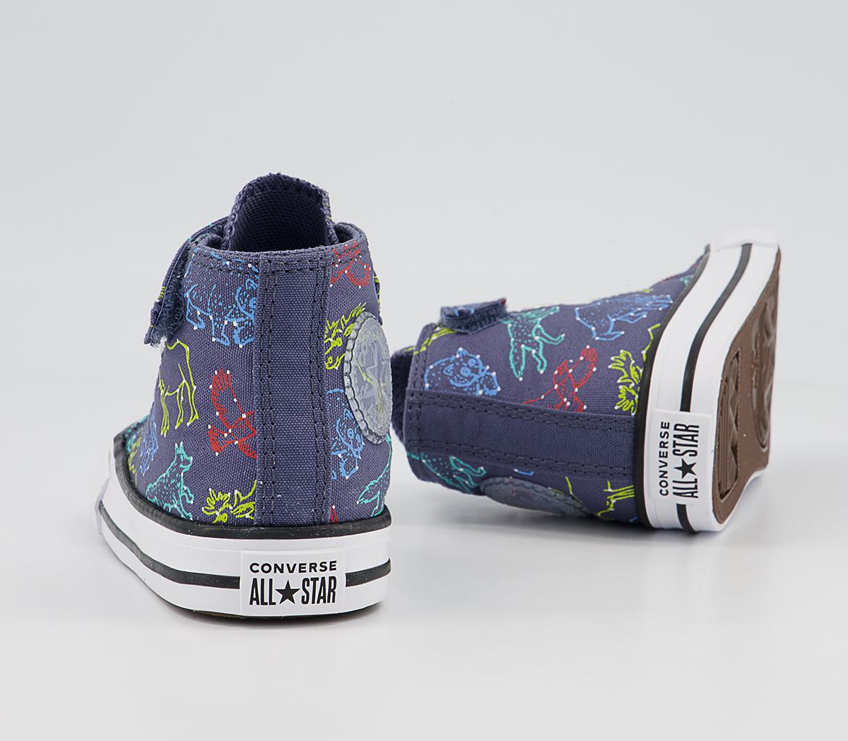 Converse All Star Hi 1vlace Trainers Converse All Star Hi 1vlace Trainers Steel White Animals Constellation