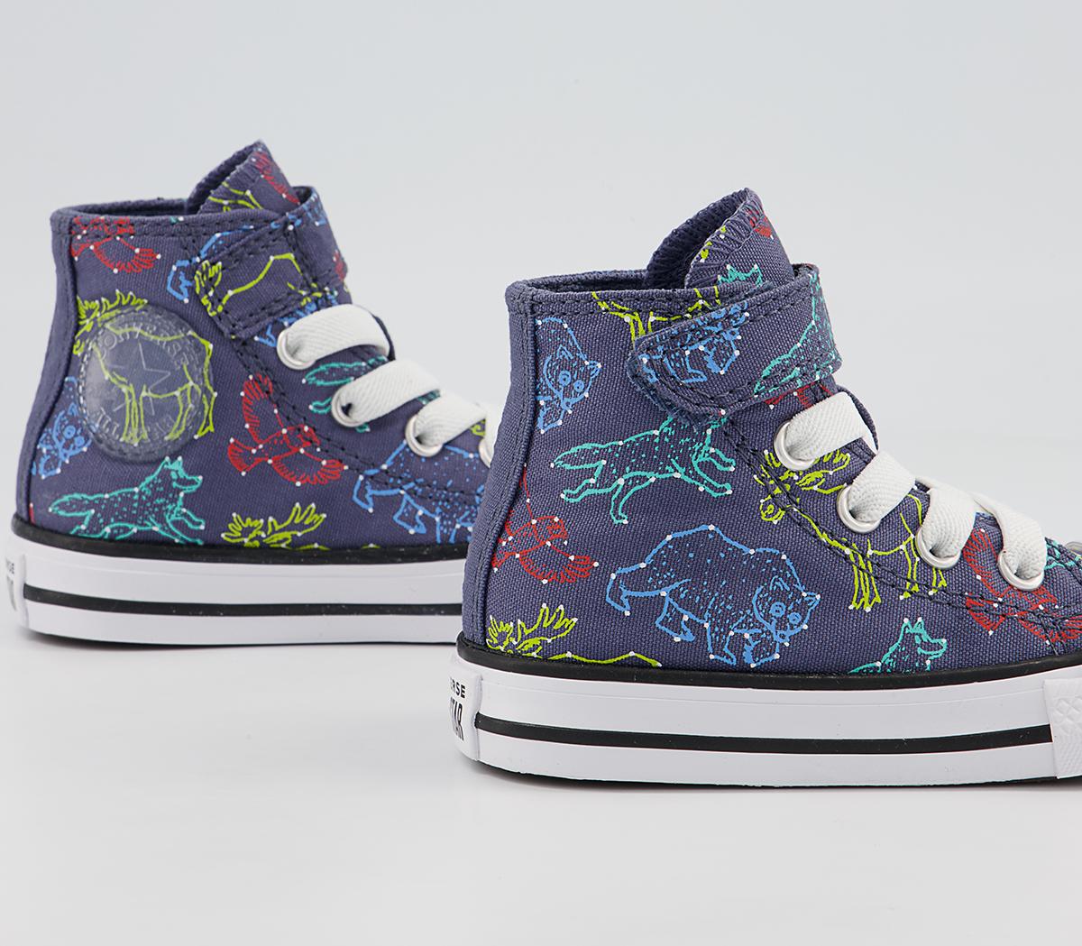 Converse All Star Hi 1vlace Trainers Converse All Star Hi 1vlace Trainers Steel White Animals Constellation