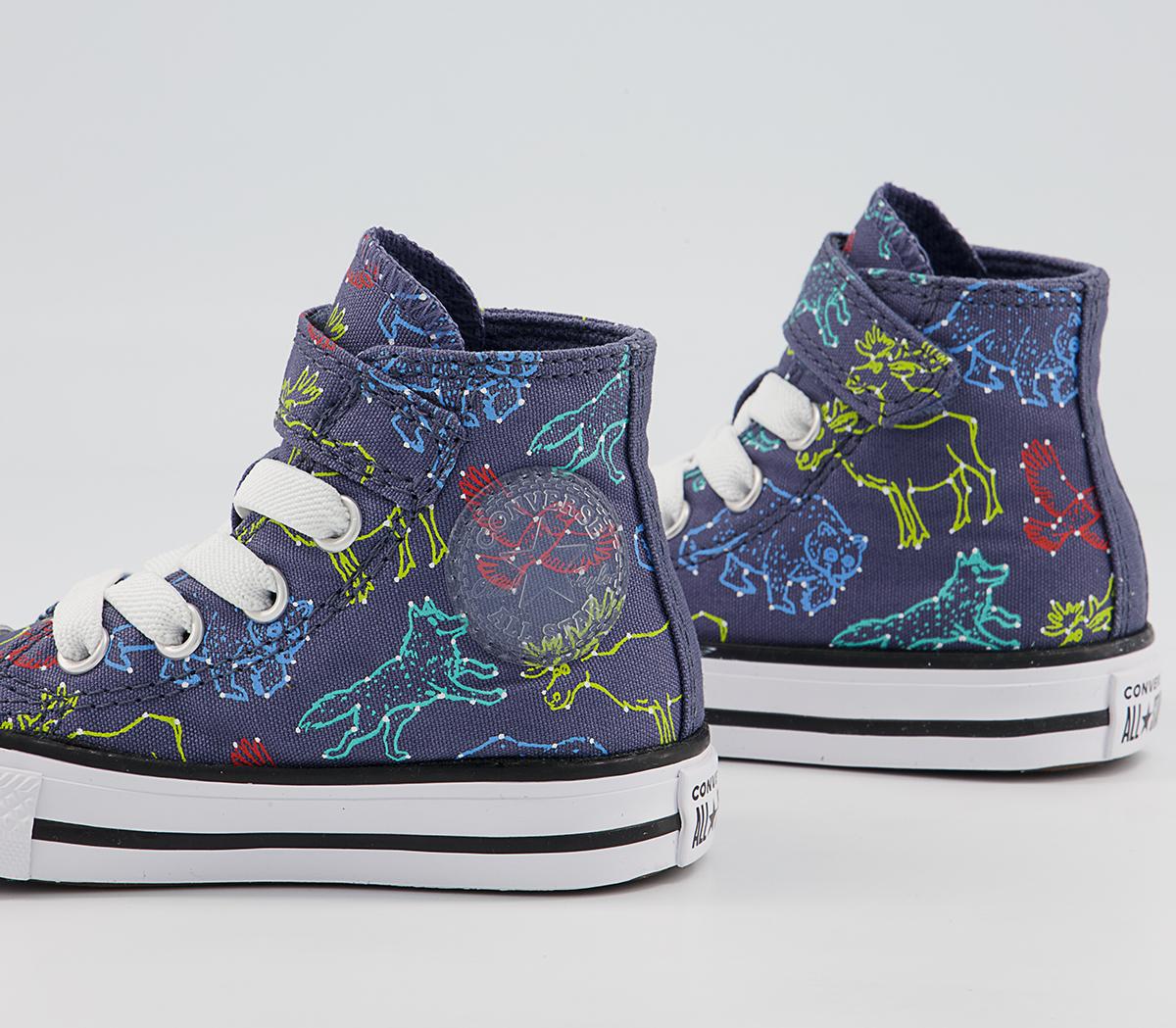 Converse All Star Hi 1vlace Trainers Converse All Star Hi 1vlace Trainers Steel White Animals Constellation