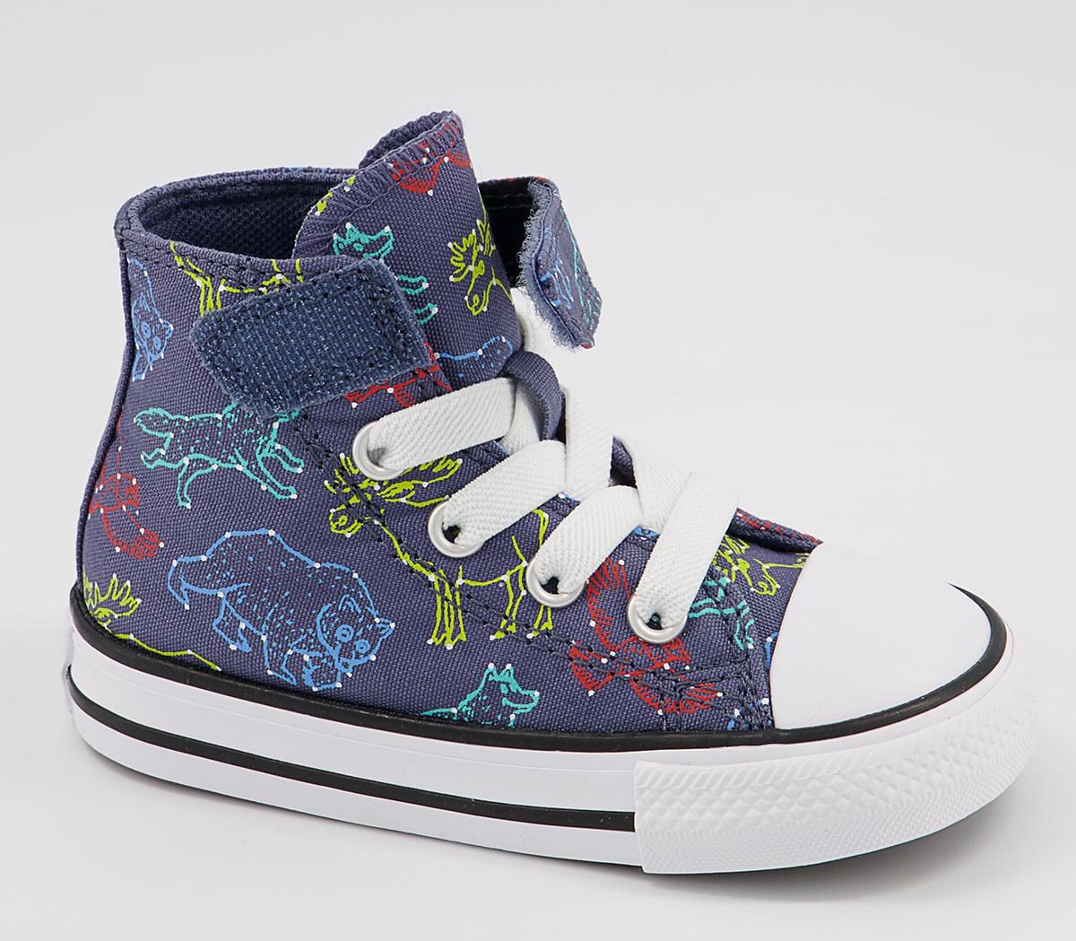 Converse All Star Hi 1vlace Trainers Converse All Star Hi 1vlace Trainers Steel White Animals Constellation