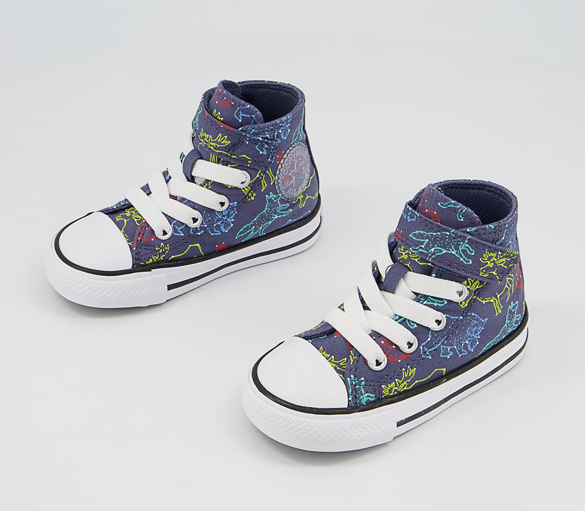 Converse All Star Hi 1vlace Trainers Converse All Star Hi 1vlace Trainers Steel White Animals Constellation