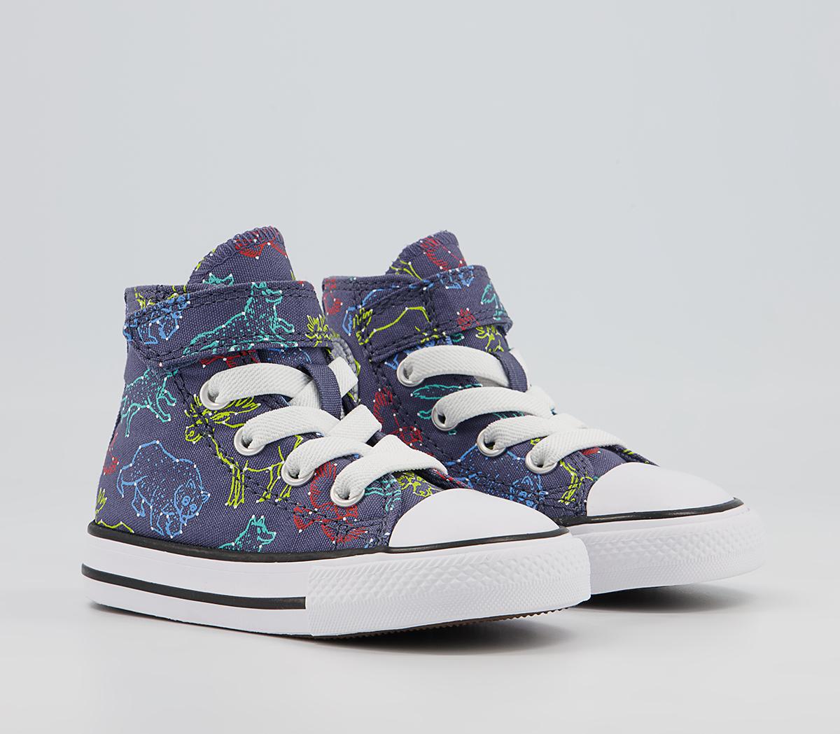 Converse All Star Hi 1vlace Trainers Converse All Star Hi 1vlace Trainers Steel White Animals Constellation