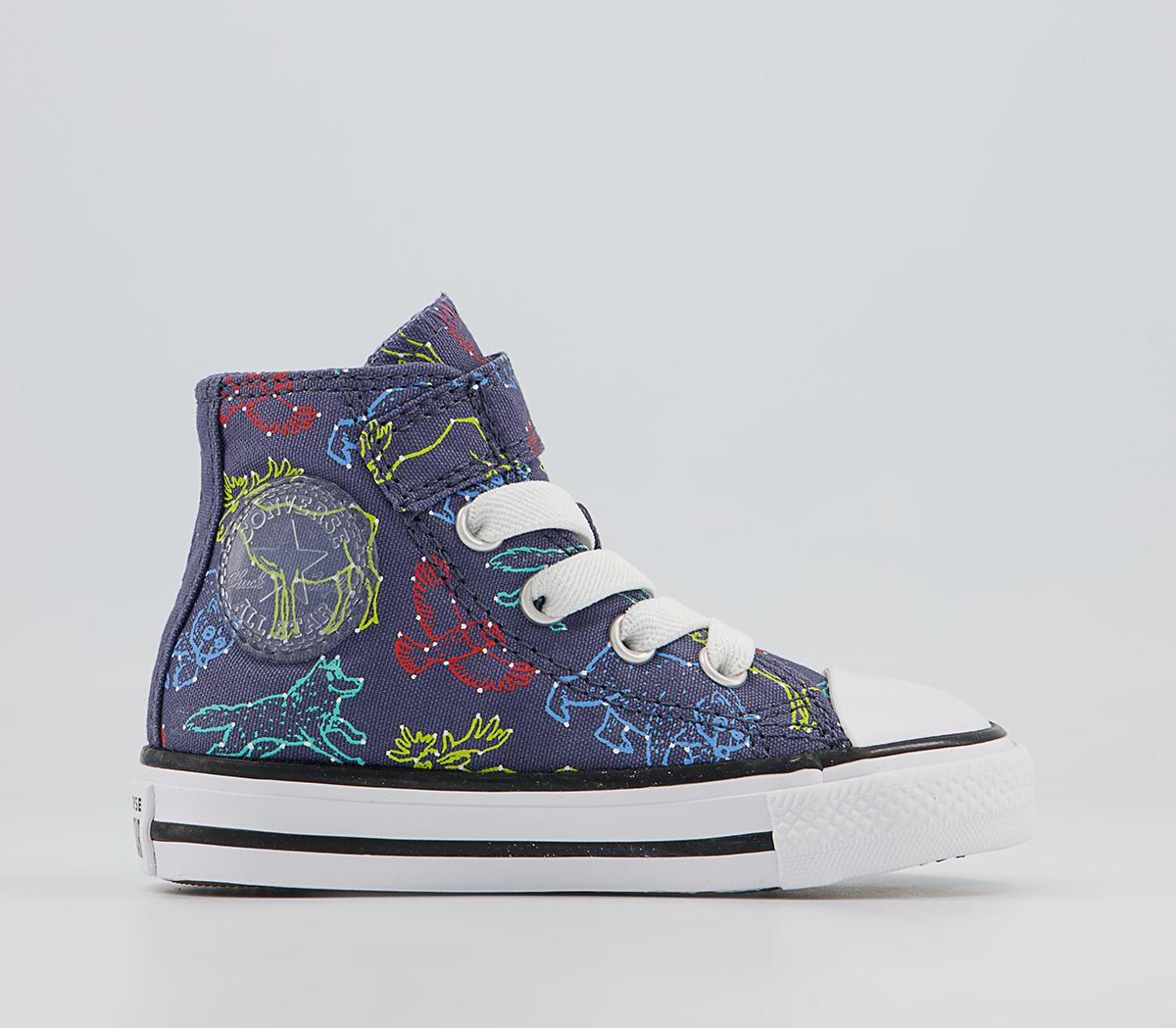 Converse All Star Hi 1vlace Trainers Converse All Star Hi 1vlace Trainers Steel White Animals Constellation