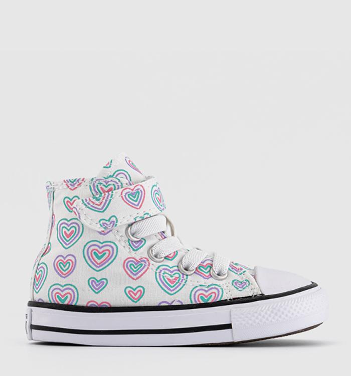 Converse All Star Hi 1vlace Trainers White Oops Pink White Hearts