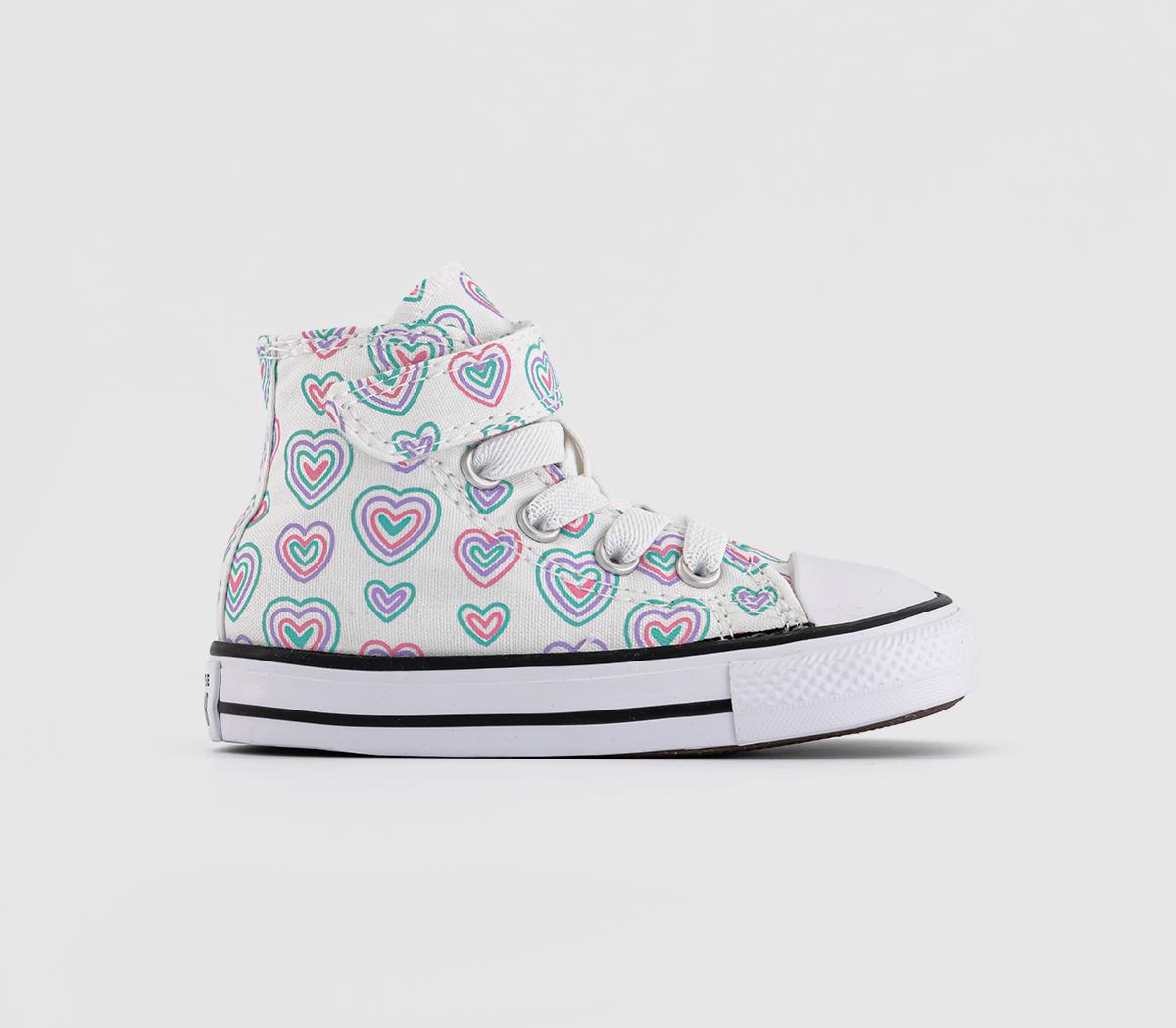 Converse All Star Hi 1vlace Trainers White Oops Pink White Hearts Unisex