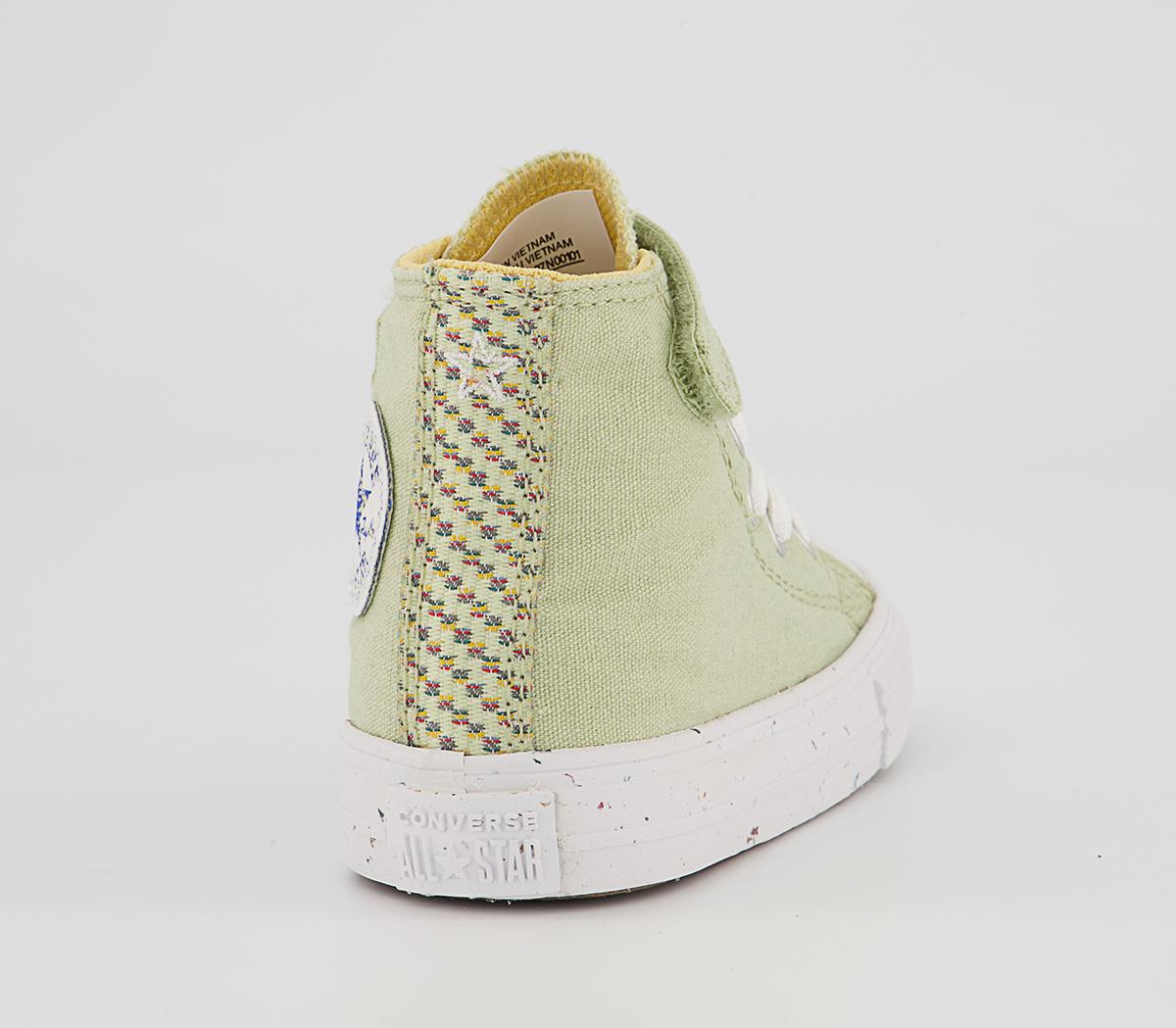 Converse All Star Hi 1vlace Trainers Converse All Star Hi 1vlace Trainers Olive Aura Cyber Mango White
