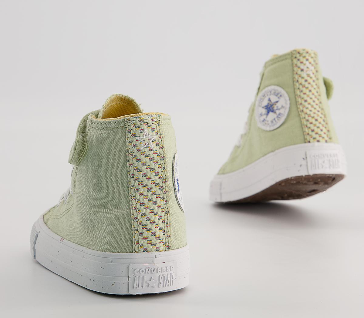 Converse All Star Hi 1vlace Trainers Converse All Star Hi 1vlace Trainers Olive Aura Cyber Mango White