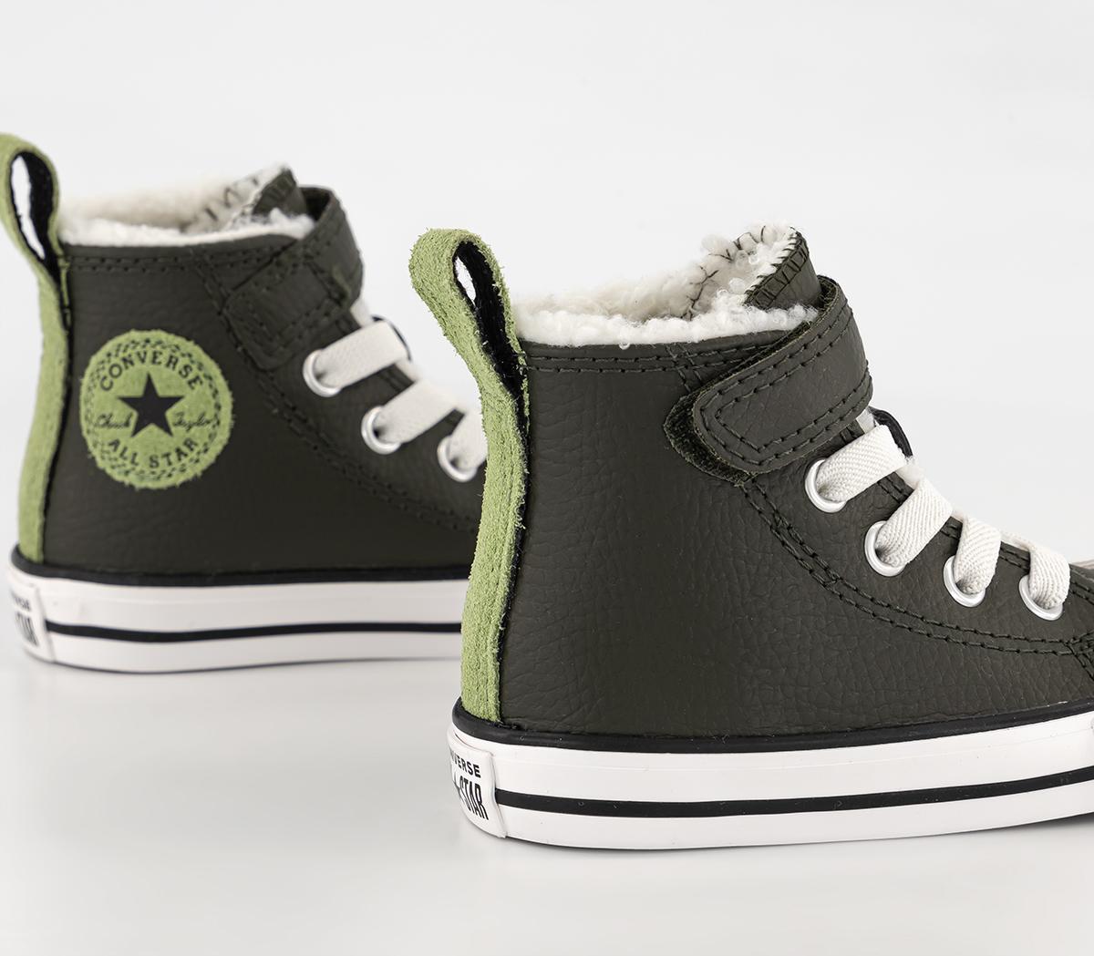 ConverseAll Star Hi 1vlace Trainers Utility Green Aloe Green Lined