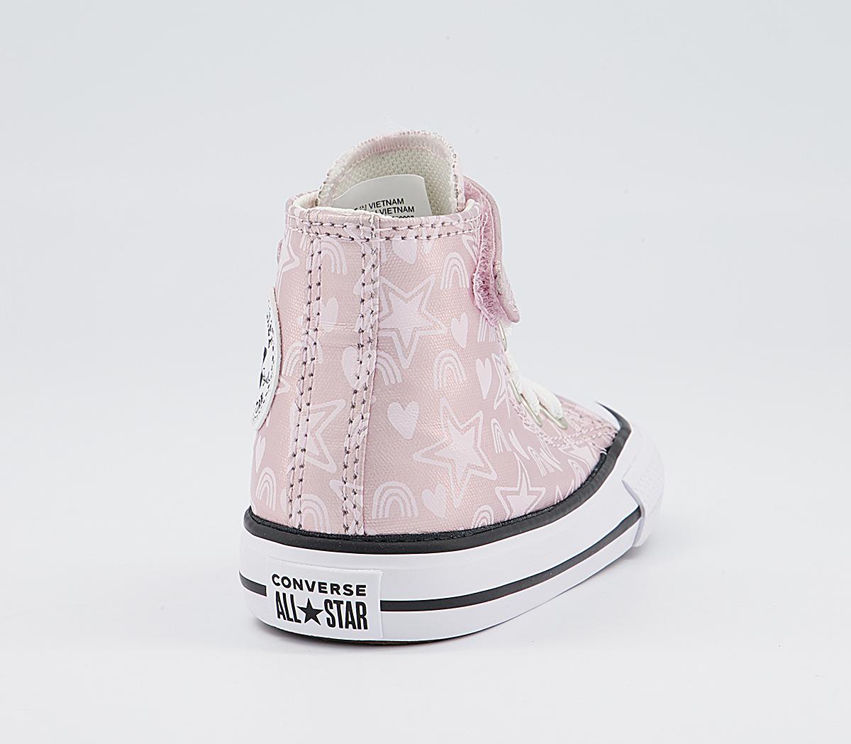 Converse All Star Hi 1vlace Trainers Converse All Star Hi 1vlace Trainers Pink Foam Egret White Stars Rainbow