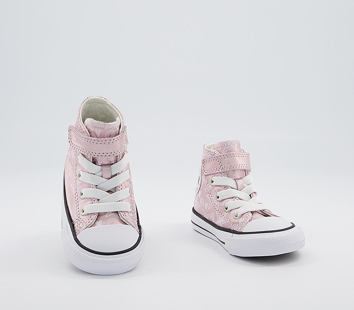 Converse All Star Hi 1vlace Trainers Converse All Star Hi 1vlace Trainers Pink Foam Egret White Stars Rainbow