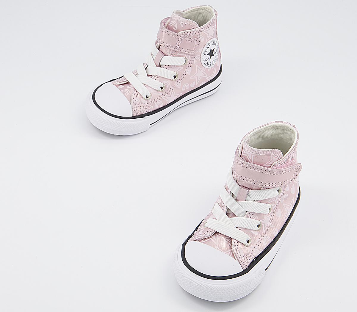 Converse All Star Hi 1vlace Trainers Converse All Star Hi 1vlace Trainers Pink Foam Egret White Stars Rainbow