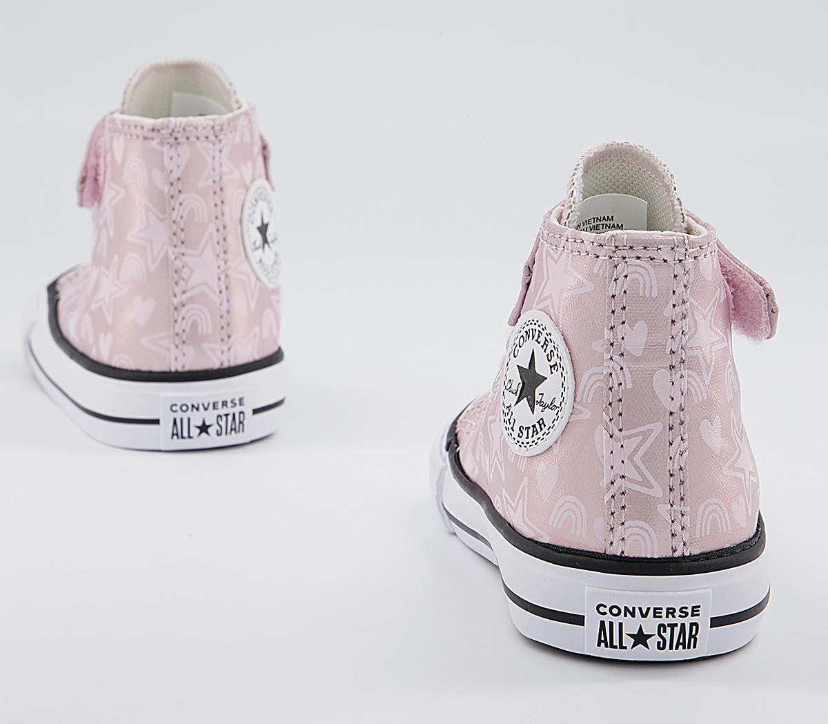 Converse All Star Hi 1vlace Trainers Converse All Star Hi 1vlace Trainers Pink Foam Egret White Stars Rainbow